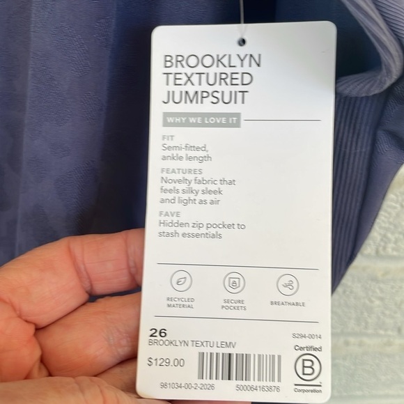 NWTAthleta Brooklyn Textured Jumpsuit Medieval Violet - Picture 5 of 11